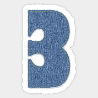 Number Three Blue Denim Sticker